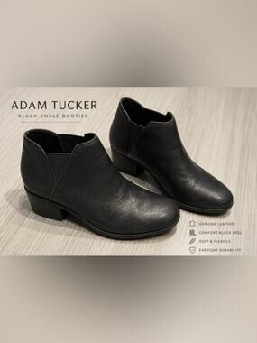 NWB Adam Tucker by Me Too Ilisa4 Black Goat Leather Chelsea Boots Women’s 6.5M